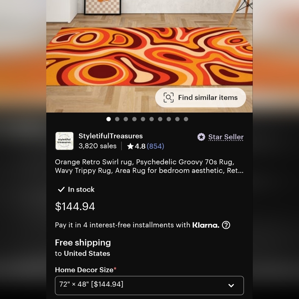 Orange retro swirl rug